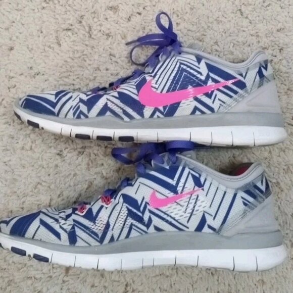 Nike Free 5.0 TR FIT 5 PRT Women’s Purple Geometric Colorful Running Shoes Sz 8 - Picture 4 of 10